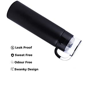 Customized Water Bottle with Name Vacuum Insulated Hot & Cold Thermosteel Bottle, Stainless Steel Reusable Flask, Double-Wall Thermos Water Bottles, Bliss Black 500ml