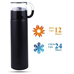 Customized Water Bottle with Name Vacuum Insulated Hot & Cold Thermosteel Bottle, Stainless Steel Reusable Flask, Double-Wall Thermos Water Bottles, Bliss Black 500ml
