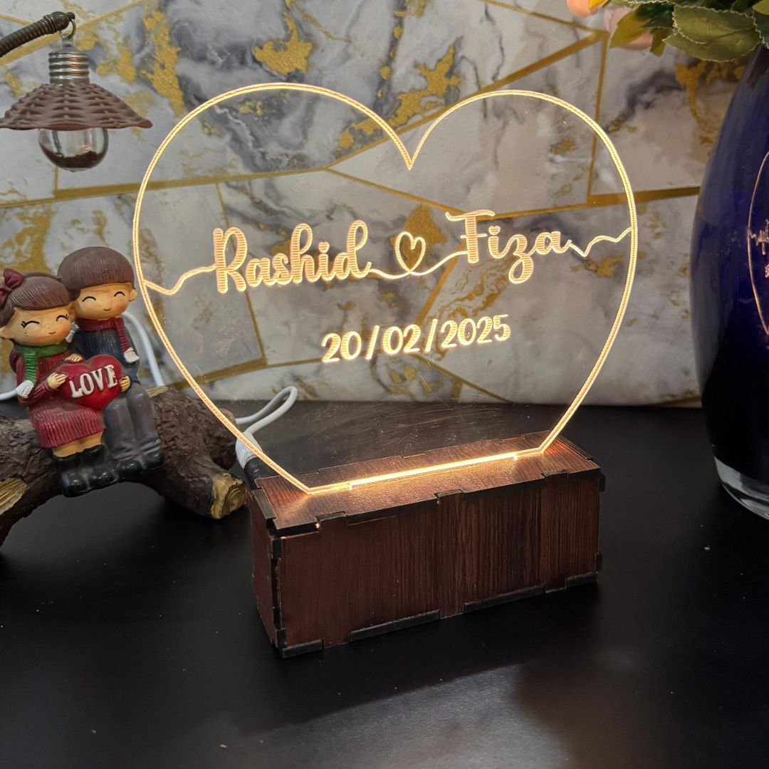 Heart Personalized Name Acrylic Lamp