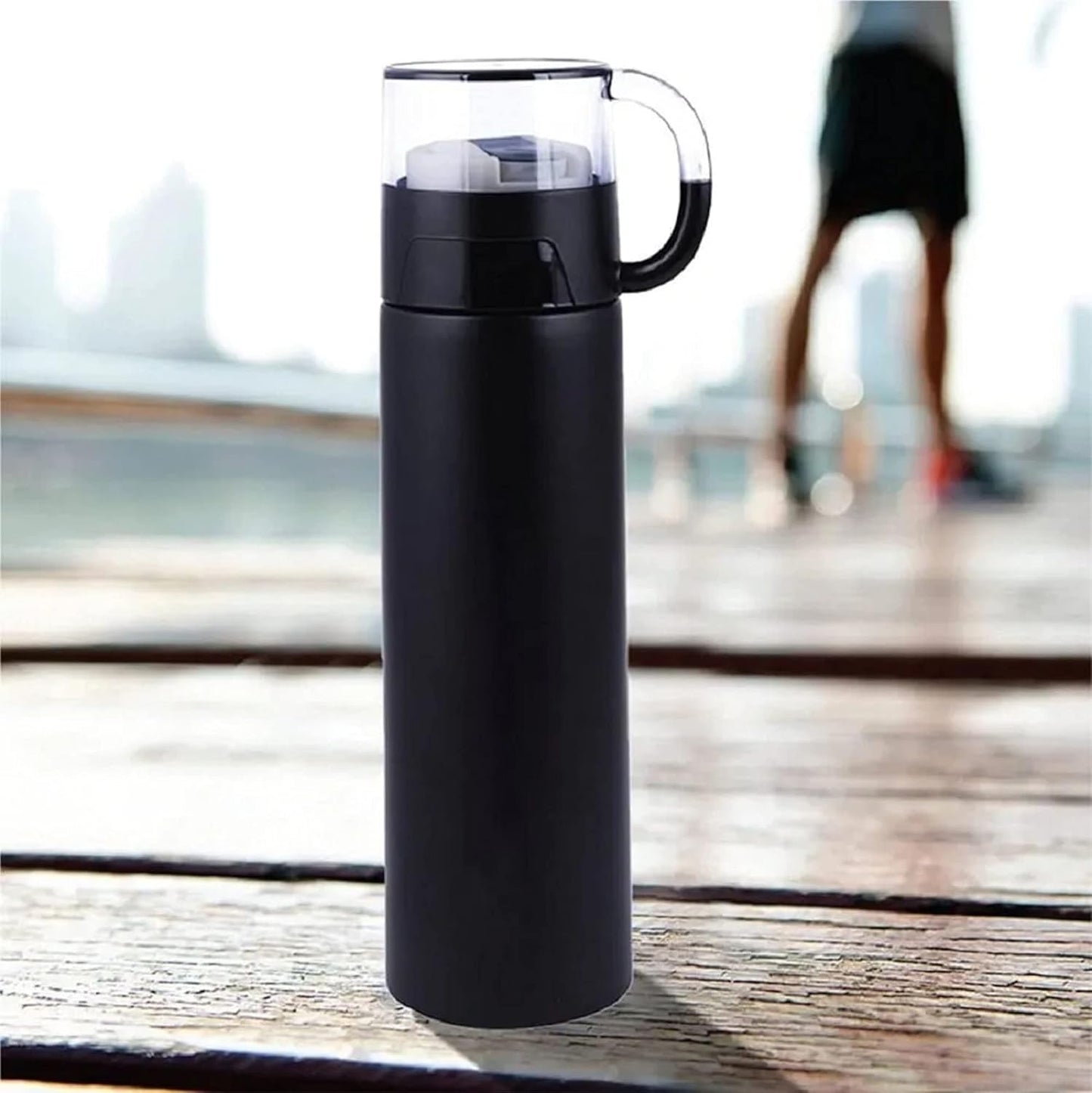 Customized Water Bottle with Name Vacuum Insulated Hot & Cold Thermosteel Bottle, Stainless Steel Reusable Flask, Double-Wall Thermos Water Bottles, Bliss Black 500ml