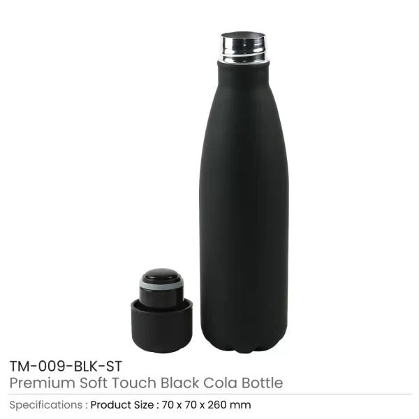 Premium Soft Touch Matt Cola Bottles in Stainless Steel, 500ml