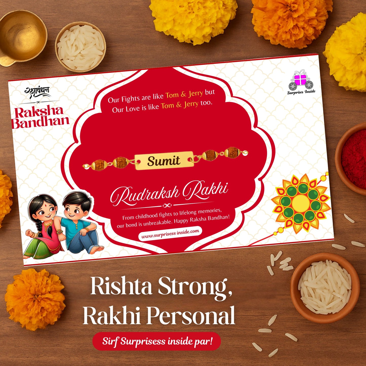Rudraksh Rakhi with Your Bhai’s Naam – Sacred & Special (Pack of 2)