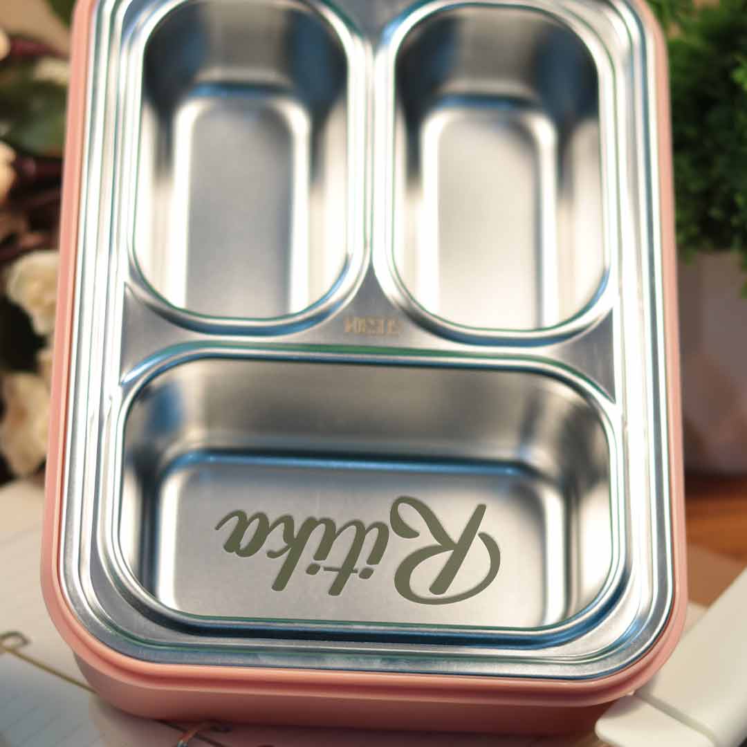 Customized Stainless Steel Lunch Box | 3 Compartments