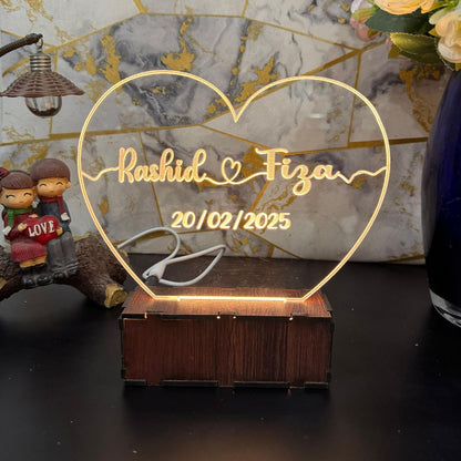 Heart Personalized  Name Acrylic Lamp