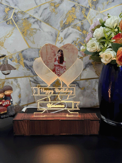 Photo Heart Personalized  Name Acrylic Lamp