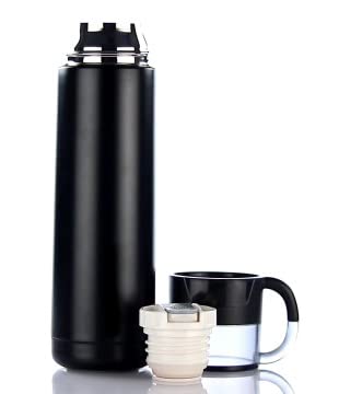 Customized Water Bottle with Name Vacuum Insulated Hot & Cold Thermosteel Bottle, Stainless Steel Reusable Flask, Double-Wall Thermos Water Bottles, Bliss Black 500ml
