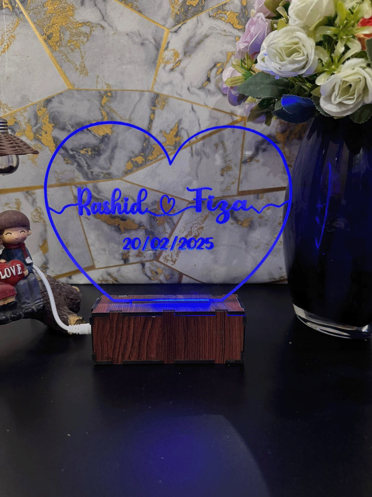 Heart Personalized  Name Acrylic Lamp