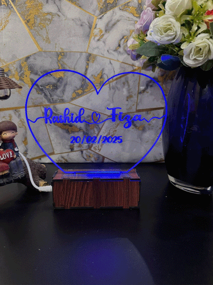 Heart Personalized  Name Acrylic Lamp