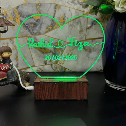 Heart Personalized  Name Acrylic Lamp