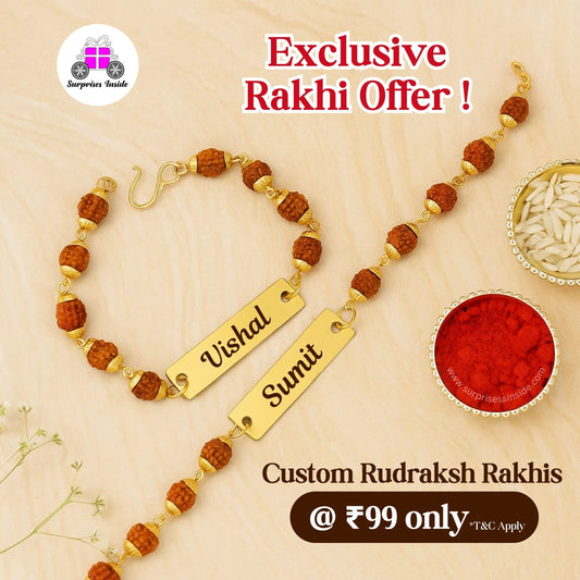 Rudraksh Rakhi with Your Bhai’s Naam – Sacred & Special (Pack of 2)
