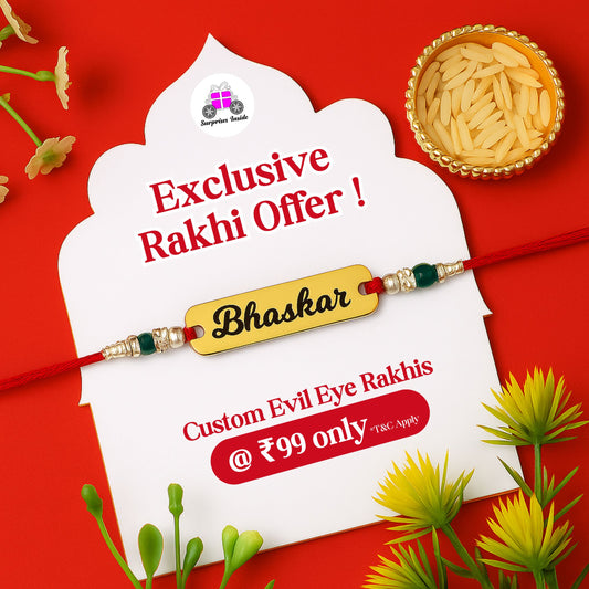 Premium Metal Customized Red Rakhi  (Pack of 2)
