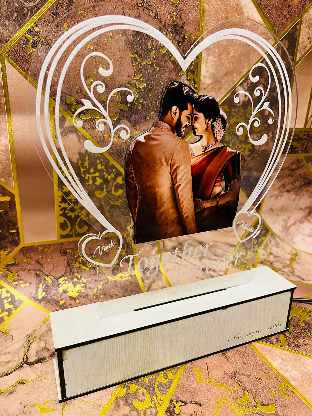 Heart photo Personalized Couple Photo Acrylic Lamp