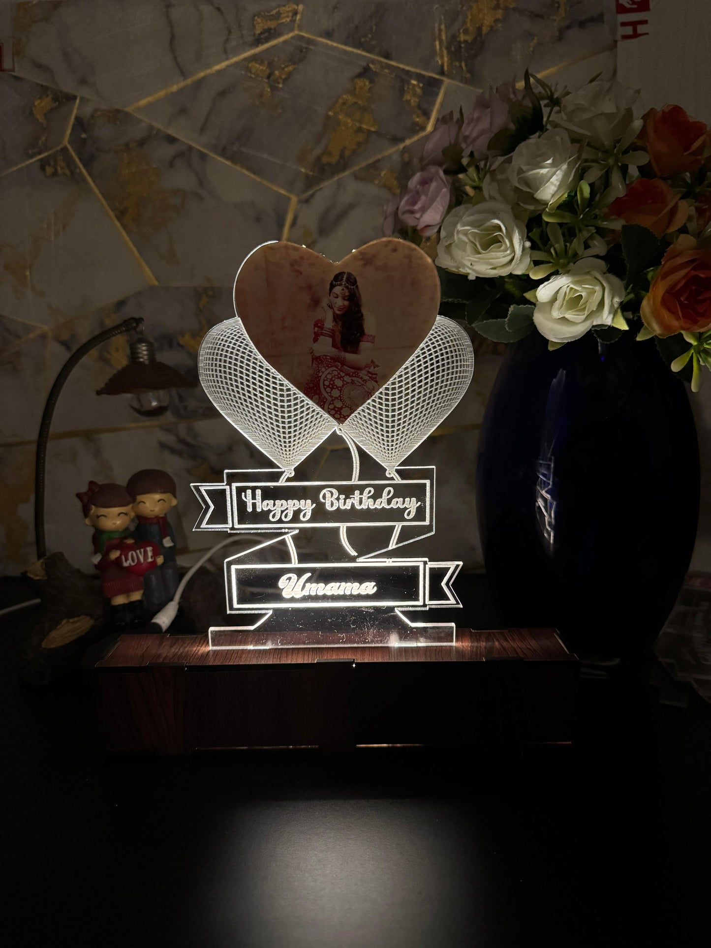 Photo Heart Personalized  Name Acrylic Lamp