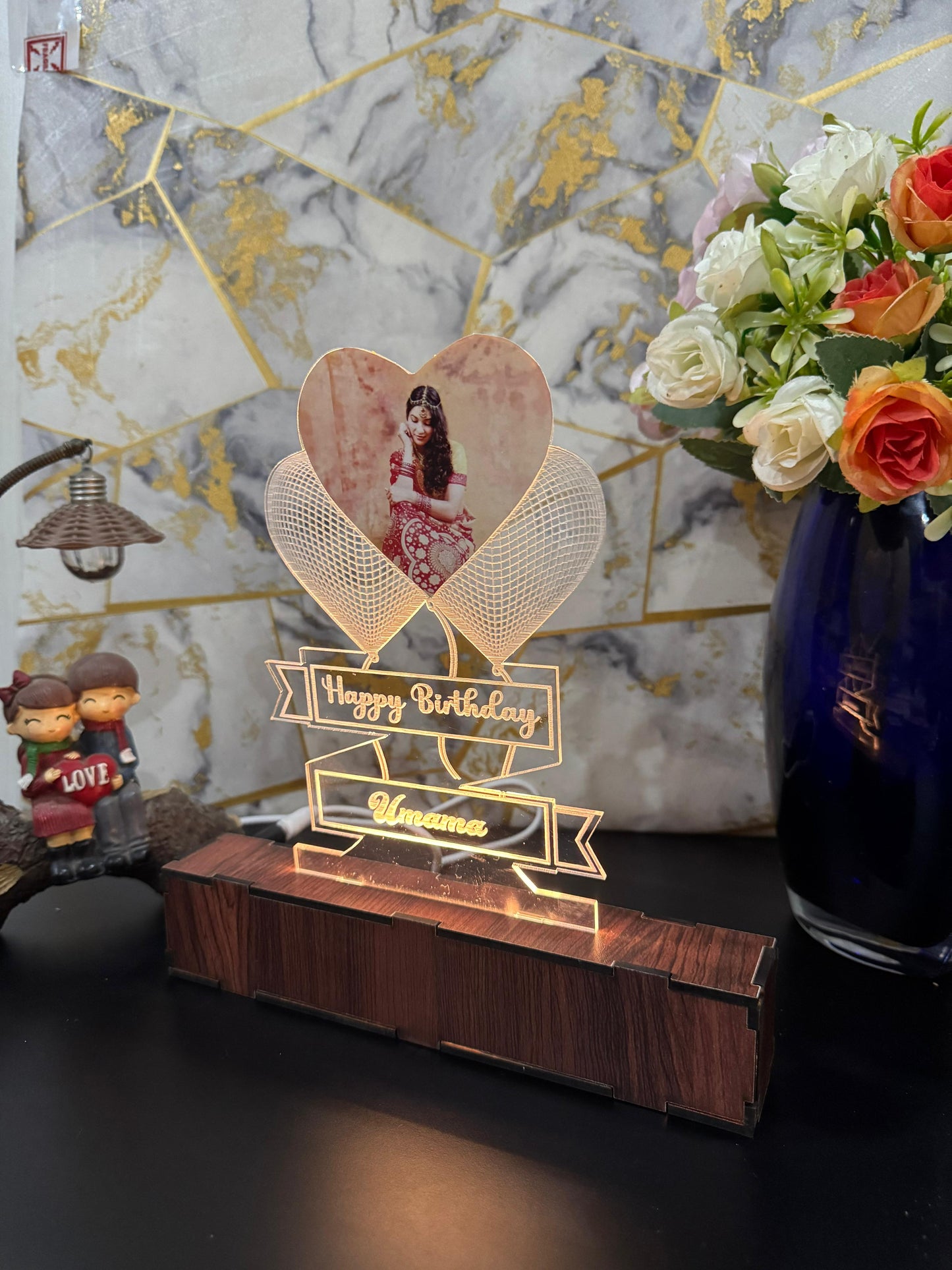 Photo Heart Personalized  Name Acrylic Lamp