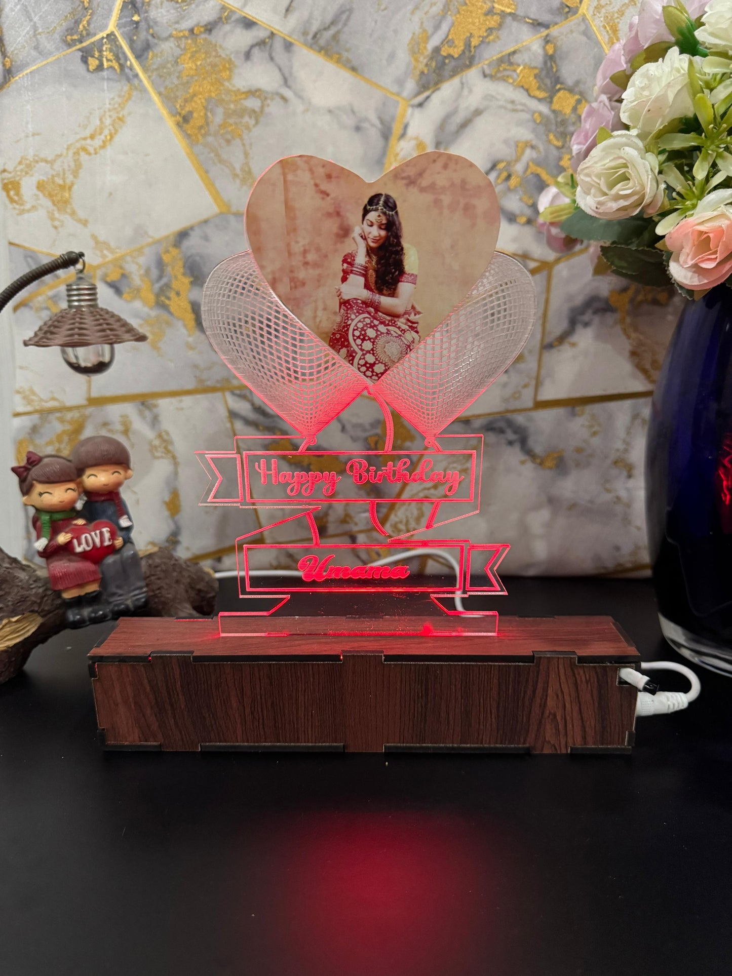 Photo Heart Personalized  Name Acrylic Lamp