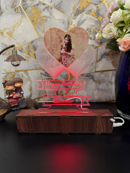 Photo Heart Personalized  Name Acrylic Lamp