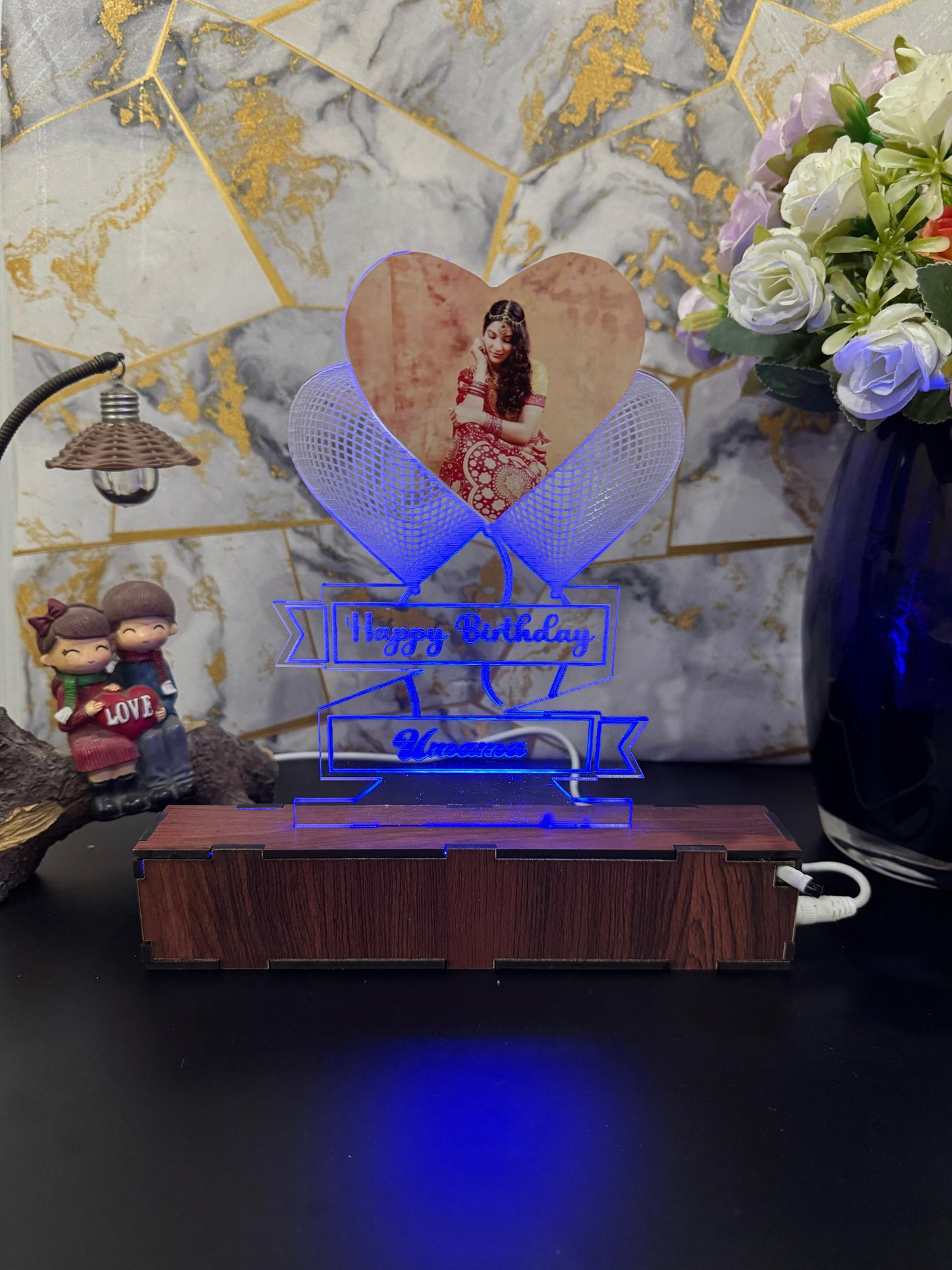 Photo Heart Personalized  Name Acrylic Lamp