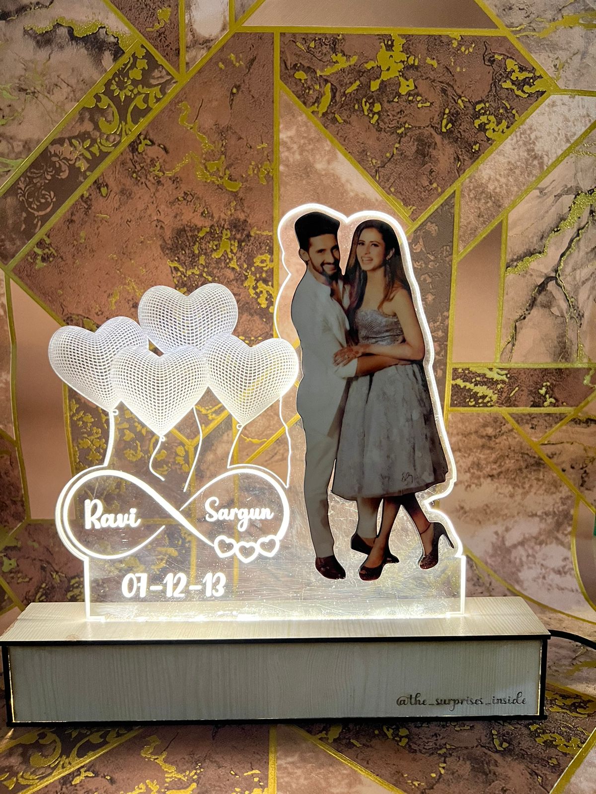 Personalized Couple Photo Acrylic Lamp for Gift