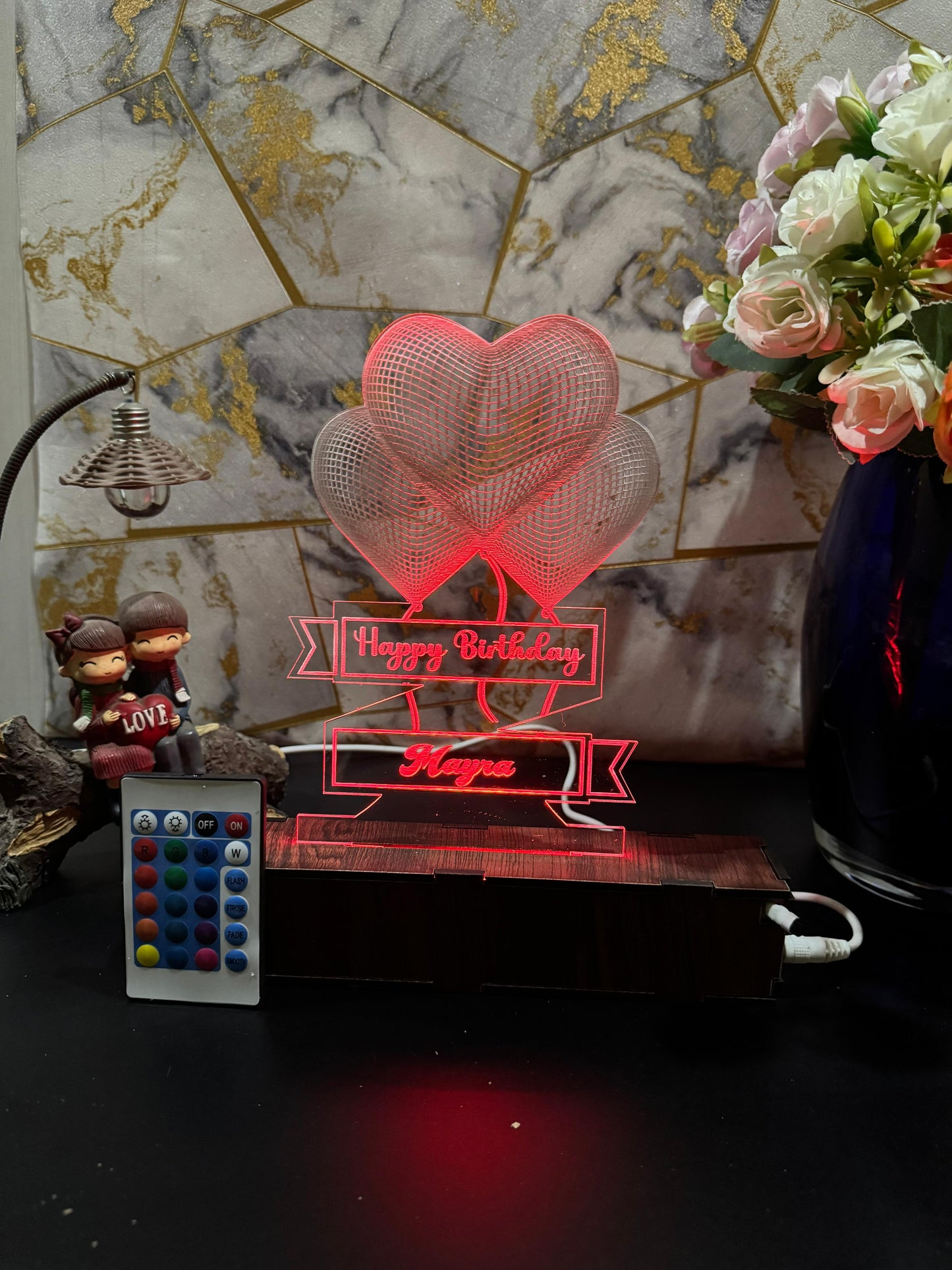 Heart Personalized  Acrylic Lamp
