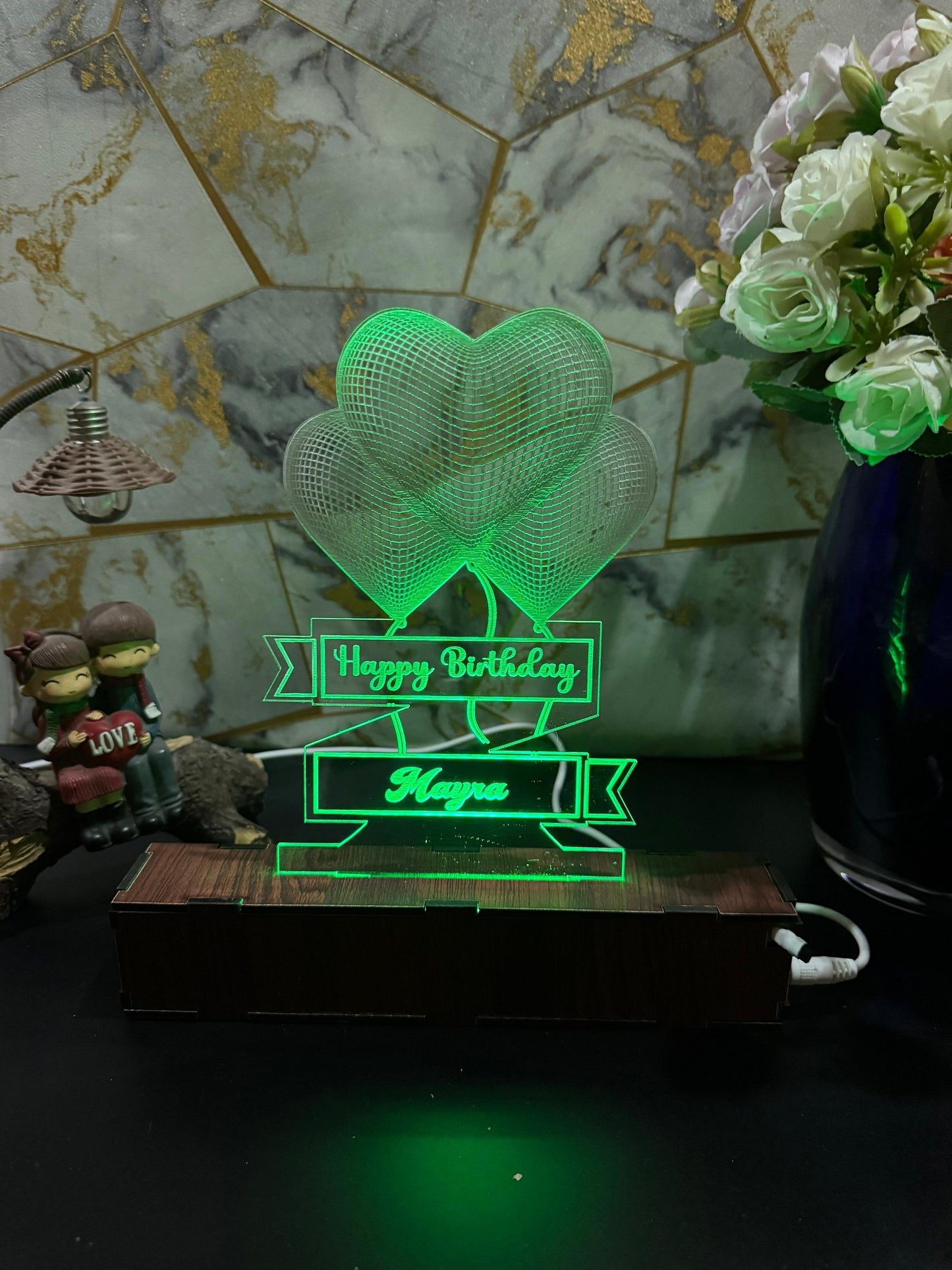 Heart Personalized  Acrylic Lamp