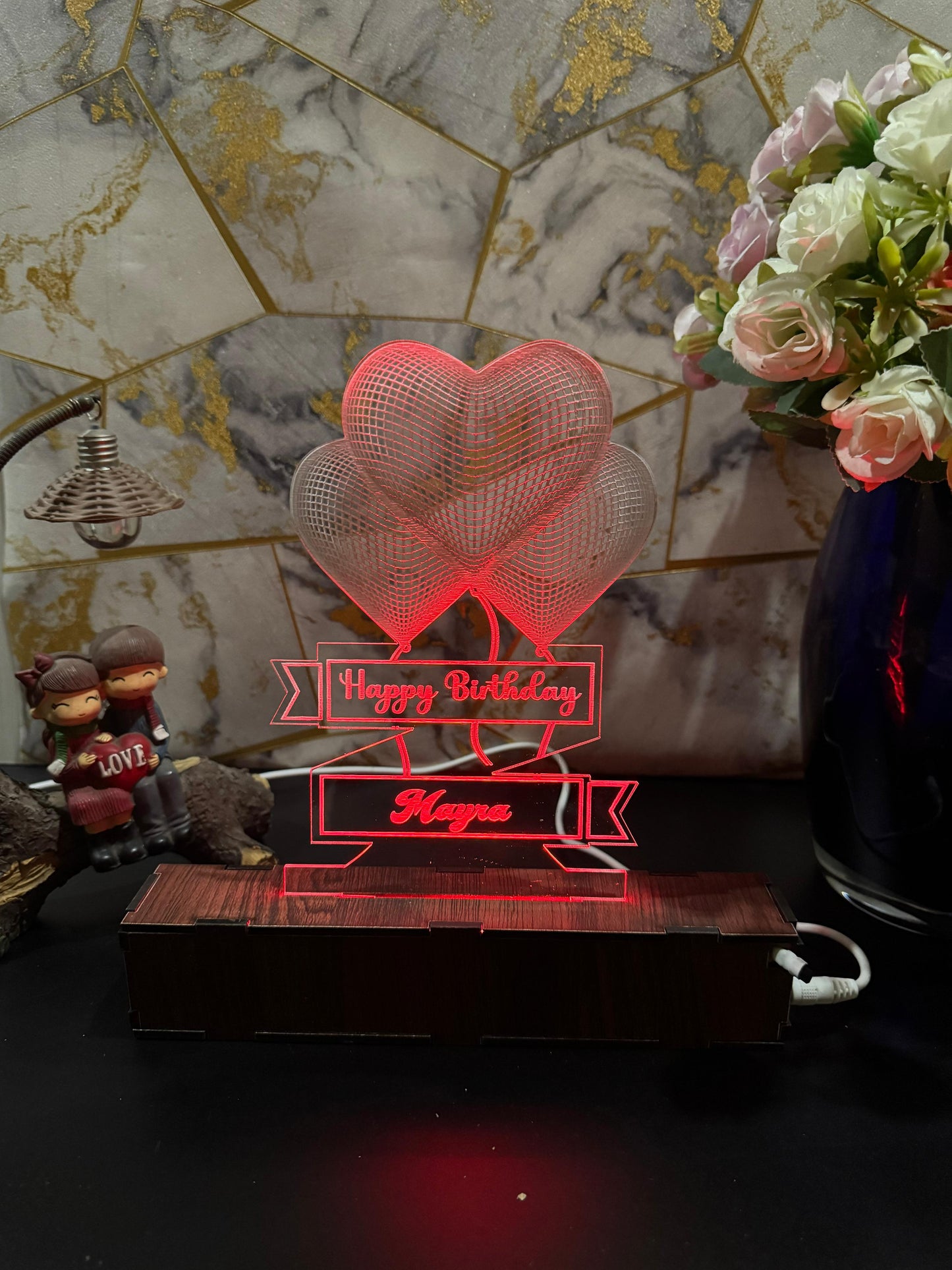 Heart Personalized  Acrylic Lamp
