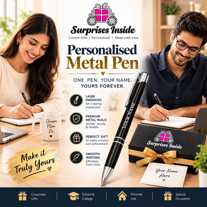 Customize Name Metal Ball Pen (Blue Ink)